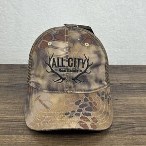 All City Real Estate Hat Cap Snap Back Mens Medium Large Camo Trucker Kryptek